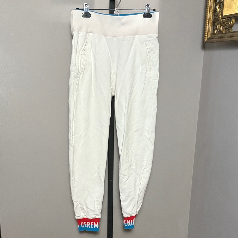 Opening Ceremony Small White Joggers Logo Foldover Waistband